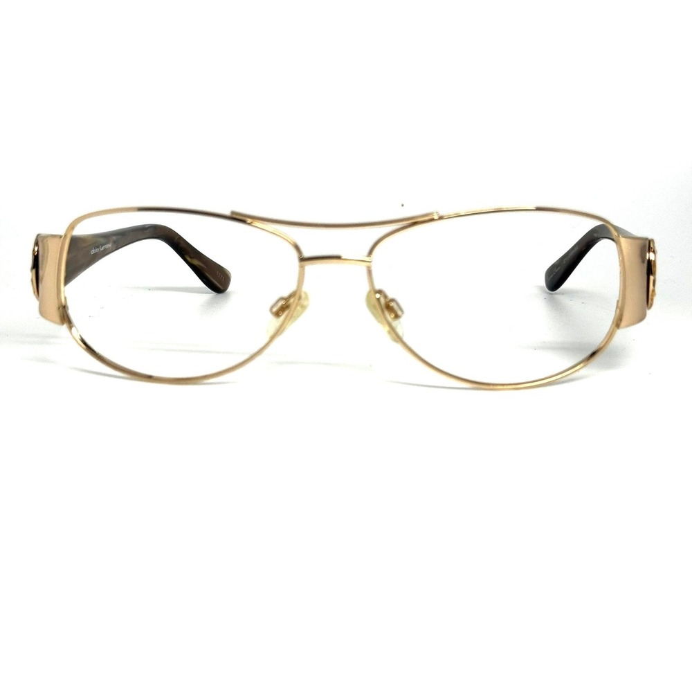 Daisy Fuentes DF Grace Gold Aviator Eyeglass Frames Rhinestone Detail 58-15-130